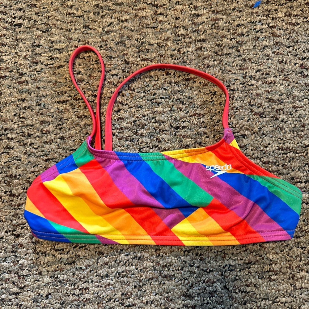Speedo Rainbow Striped Bikini Top